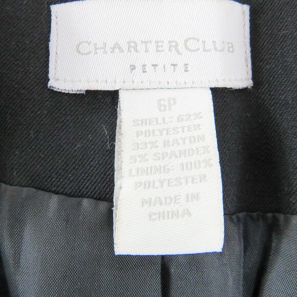 Charter Club Black Formal Blazer Jacket 6 Petite Classic Fitted Professional - Picture 5 of 5